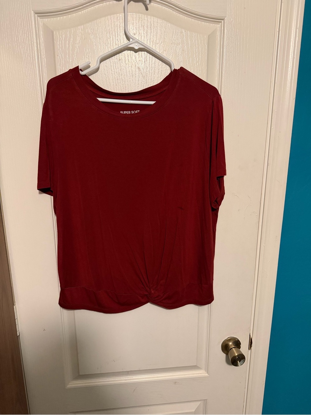 torrid Burgundy Knot-Front Short Sleeve Tee